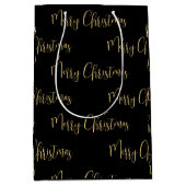 Elegant Black Gold Merry kerst Medium Cadeauzakje (Voorkant)