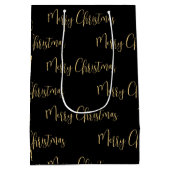 Elegant Black Gold Merry kerst Medium Cadeauzakje (Achterkant)