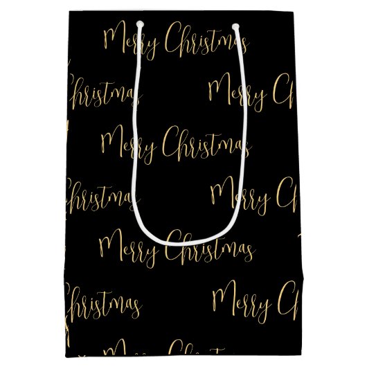 Elegant Black Gold Merry kerst Medium Cadeauzakje (Achterkant)