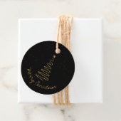 Elegant Black Gold Merry-kerstboom Star Gift Bedankjes Labels (In situ)