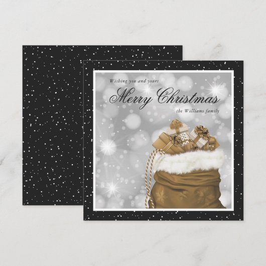 Elegant Black Gold Merry-kerstfeestkaarten Feestdagenkaart (Voorkant / Achterkant)