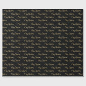 Elegant Black Gold Merry-kerstkrulpapier Cadeaupapier (Vlak)