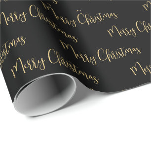Elegant Black Gold Merry-kerstkrulpapier Cadeaupapier