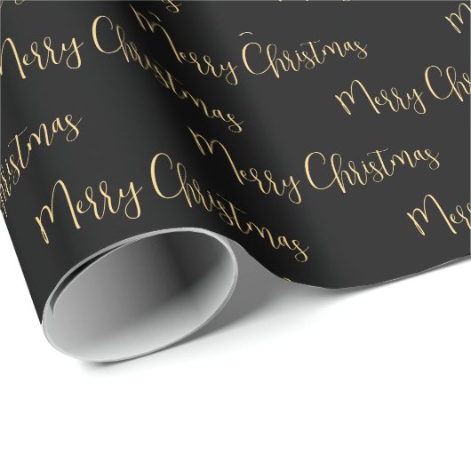 Elegant Black Gold Merry-kerstkrulpapier Cadeaupapier (Rol Hoek)