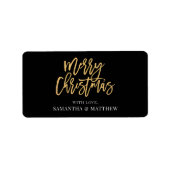 Elegant Black Gold Merry Kerstmis uit Pas getrouwd Etiket (Voorkant)