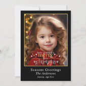 Elegant Black Gold Merry Little Christmas Photo Feestdagenkaart (Voorkant)