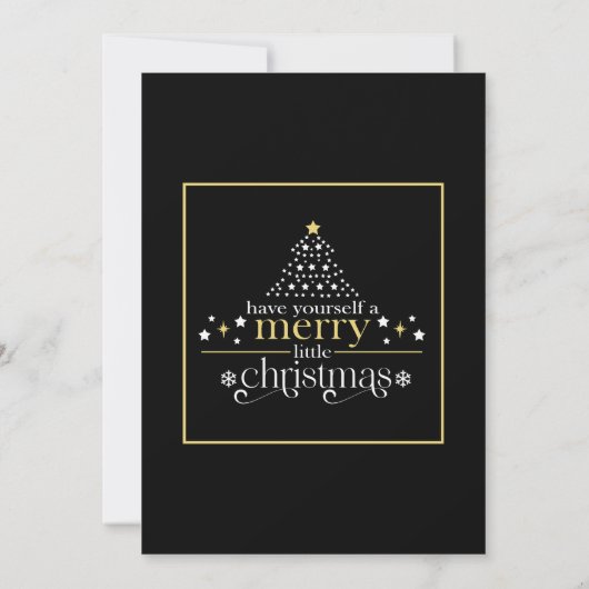 Elegant Black Gold Merry Little Christmas Photo Feestdagenkaart (Achterkant)