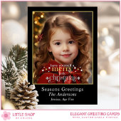 Elegant Black Gold Merry Little Christmas Photo Feestdagenkaart