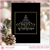 Elegant Black Gold Merry Little Christmas Photo Feestdagenkaart