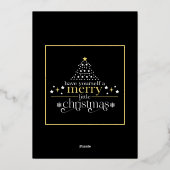 Elegant Black Gold Merry Little Christmas Photo Folie Feestdagenkaart (Achterkant)
