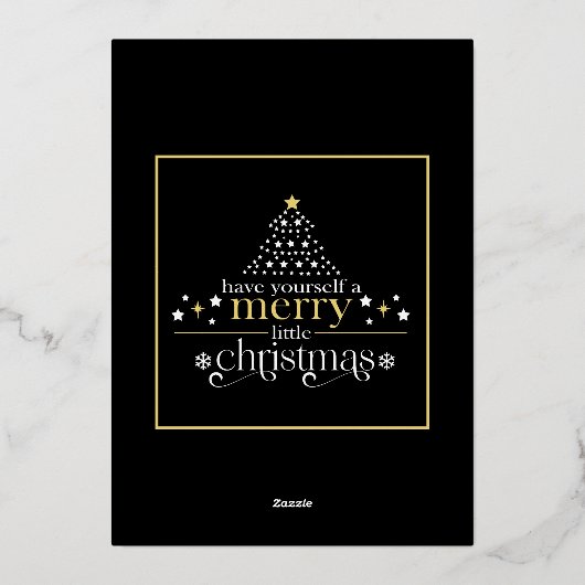Elegant Black Gold Merry Little Christmas Photo Folie Feestdagenkaart (Achterkant)