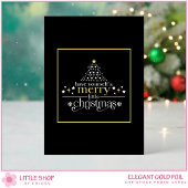 Elegant Black Gold Merry Little Christmas Photo Folie Feestdagenkaart