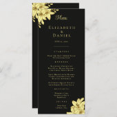 Elegant Black & Gold met Lilies Wedding Menu (Voorkant / Achterkant)