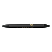 Elegant Black Gold Minimal Monogram Zwarte Inkt Pen (Voorkant)