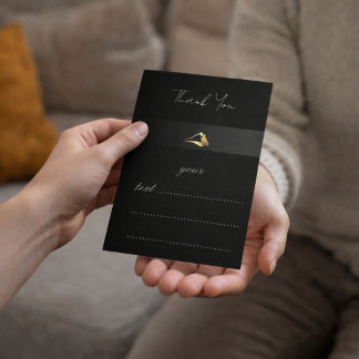 Elegant Black & Gold Minimalist Thank You Card Bedankkaart