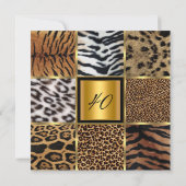 Elegant Black Gold Mixed Animal Birthday Party Kaart (Achterkant)