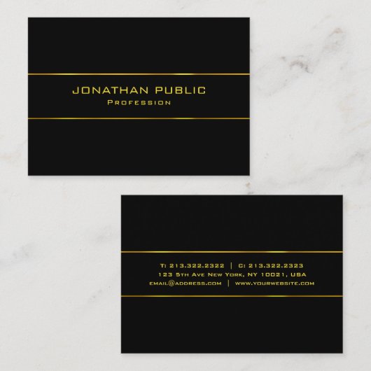 Elegant Black Gold Modern Excellent Sjabloon Top Visitekaartje (Voorkant / Achterkant)