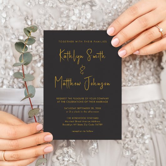 Elegant Black Gold Modern in één keer Kaart