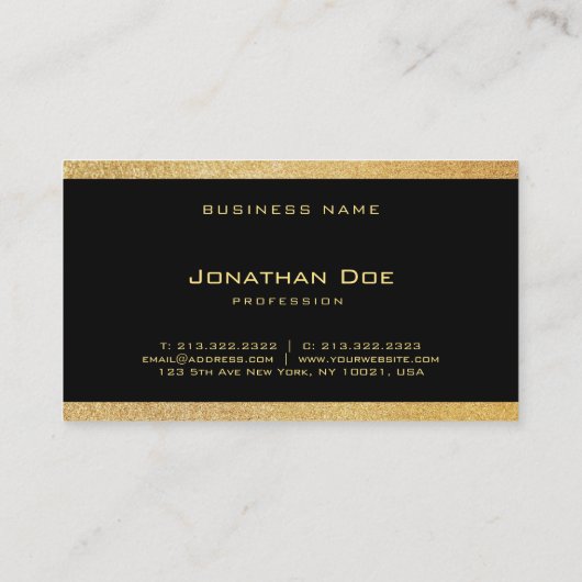 Elegant Black Gold Modern Minimaliserende Sjabloon Visitekaartje (Achterkant)