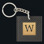 Elegant Black Gold Modern Monogram Initiaal Script Sleutelhanger<br><div class="desc">Elegant Black Gold Modern Monogram Initiaal Script Sleutelhanger. Biedt een luxe zwarte en gouddiamantpatroon achtergrond.</div>