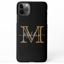 Elegant Black Gold Modern Monogram