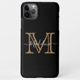 Elegant Black Gold Modern Monogram iPhone 11Pro Max Hoesje