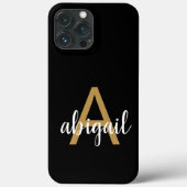 Elegant Black Gold Modern Monogram Naam Case-Mate iPhone Case (Achterkant)