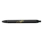 Elegant Black Gold Monogram (aangepast script) Zwarte Inkt Pen (Voorkant)