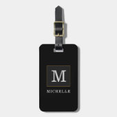 Elegant Black Gold Monogram afbeelding op maat Bagagelabel (Voorkant verticaal)