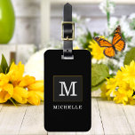 Elegant Black Gold Monogram afbeelding op maat Bagagelabel<br><div class="desc">Pas de tekst aan, en creëer gemakkelijk uw gepersonaliseerd bagagelabel. Klik VERDER AANPASSEN, dan klik BEWERKEN ACHTERGROND om de achtergrondkleur te veranderen. U kunt dit ONTWERP overdragen op andere Zazzle producten en het aanpassen om de meeste Zazzle punten te passen. De standaard design van Studio worden gemaakt in high-resolution vectorgrafiek...</div>