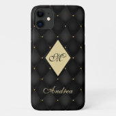 Elegant Black Gold Monogram afgetufte Case-Mate iPhone Case (Achterkant)