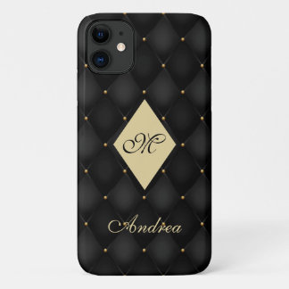 Elegant Black Gold Monogram afgetufte Case-Mate iPhone Case