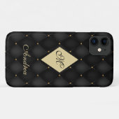 Elegant Black Gold Monogram afgetufte Case-Mate iPhone Case (Achterkant (horizontaal))