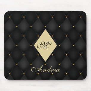 Elegant Black Gold Monogram afgetufte Muismat
