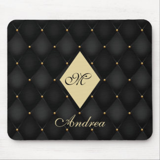 Elegant Black Gold Monogram afgetufte Muismat