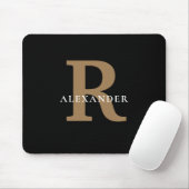 Elegant Black Gold Monogram Bold Typografie Naam Muismat (Met muis)