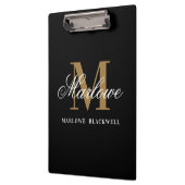 Elegant Black Gold Monogram Calligrafie Klembord (Links)