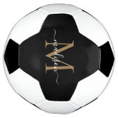 Elegant Black Gold Monogram Cute Girly Script Voetbal (Gedraaid)