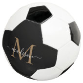Elegant Black Gold Monogram Cute Girly Script Voetbal (Drie kwart)
