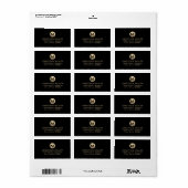 Elegant Black Gold Monogram Etiket (Full Sheet)