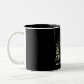 Elegant Black Gold Monogram Eucalyptus Greenery Tweekleurige Koffiemok (Links)