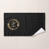 Elegant Black Gold Monogram Eucalyptus Wreate Bad Handdoek (Handdoek)