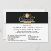 Elegant  Black Gold Monogram Family Reunion Kaart (Voorkant)