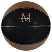 Elegant Black Gold Monogram Feminine Girly Script Basketbal (Voorkant)