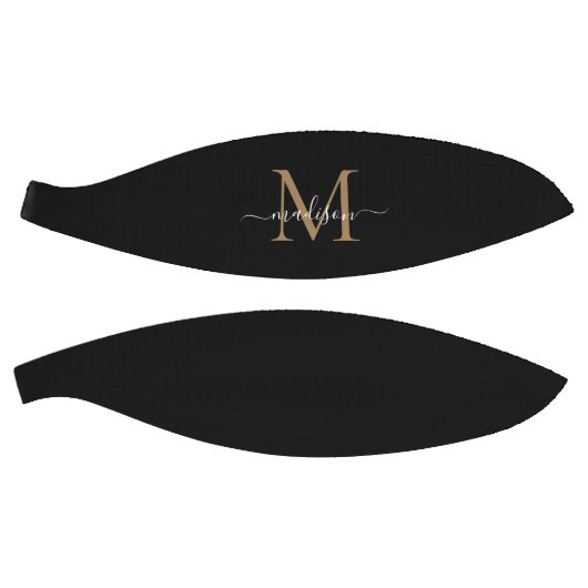 Elegant Black Gold Monogram Feminine Girly Script Basketbal (Panelen)