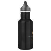 Elegant Black Gold Monogram Feminine Script Name Waterfles (Links)