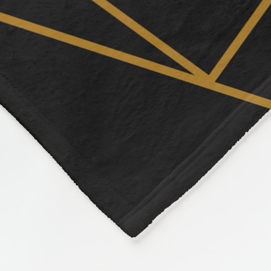Elegant Black Gold Monogram Geometric Name Script Fleece Deken (Hoek)