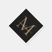 Elegant Black Gold Monogram Girly Script Birthday Servet (Hoek)