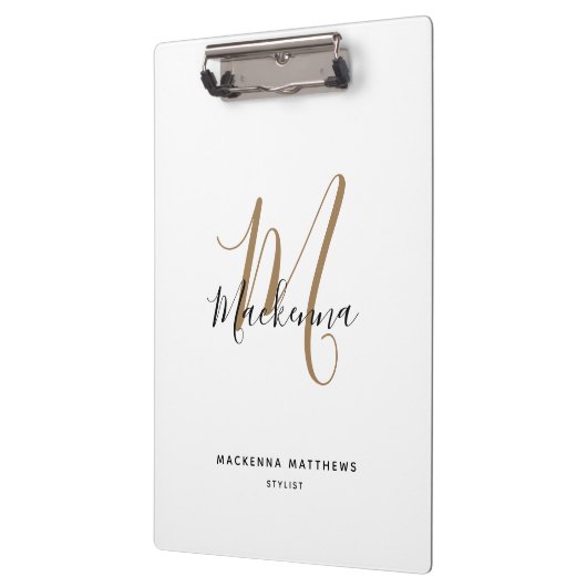 Elegant Black Gold Monogram Girly Script Name Klembord (Links)