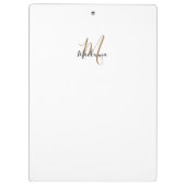 Elegant Black Gold Monogram Girly Script Name Klembord (Achterkant)